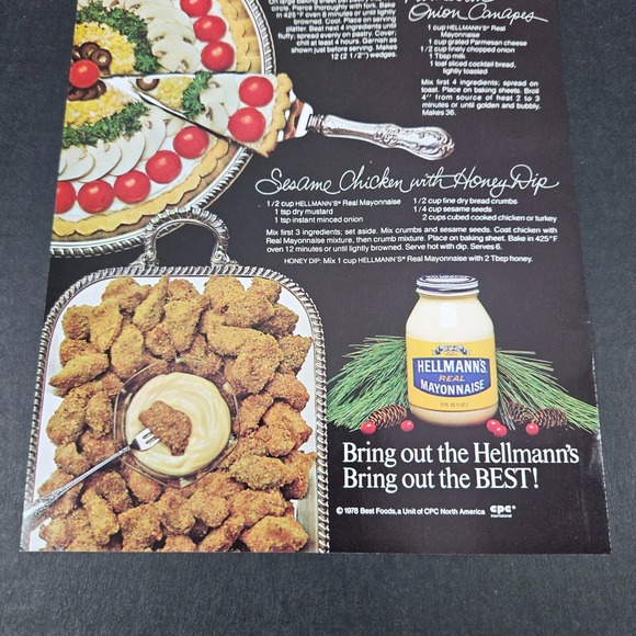 1978‎ Hellman's Mayonnaise Vintage Print Ad Holiday Recipes Best Foods Kitchen - Picture 3 of 4